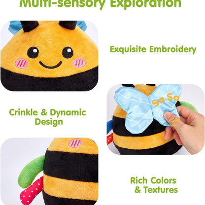 Buzzy Bee Baby Rattle Toy – Soft Plush Vibrating Bee with Music & Buzzing Sounds for Ages 6-12 Months