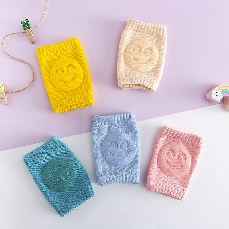 Smiley Face Baby Knee Pads & Elbow Pads – Non-Slip Cotton Crawling Toddler Knee Pads for Summer