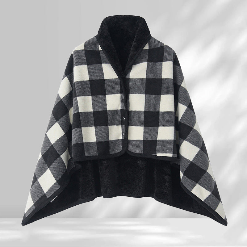 Aisrou Buckled Shawl Blanket  – Soft Thick Cape Blanket for Office, Dormitory, Lunch Breaks and All Seasons