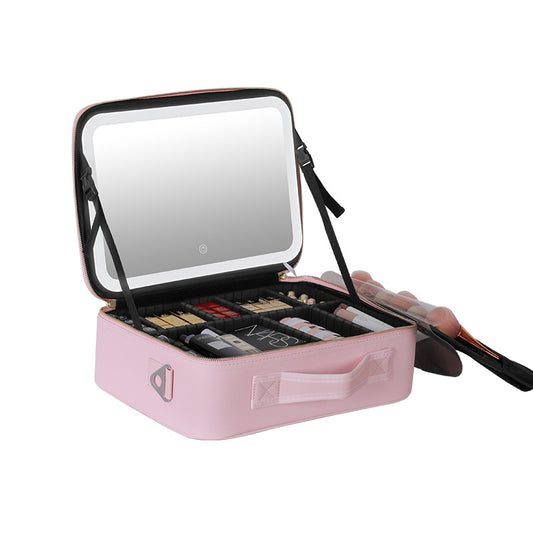 Travel Makeup Bag with LED Mirror