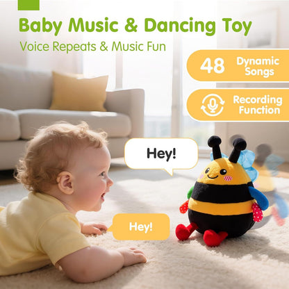 Buzzy Bee Baby Rattle Toy – Soft Plush Vibrating Bee with Music & Buzzing Sounds for Ages 6-12 Months