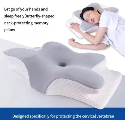 Butterfly Memory Foam Cervical Pillow – Slow-Rebound Neck Support Pillow with Pillowcase for Side and Back Sleepers