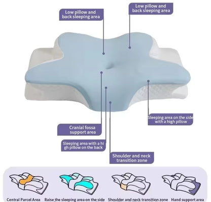 Butterfly Memory Foam Cervical Pillow – Slow-Rebound Neck Support Pillow with Pillowcase for Side and Back Sleepers