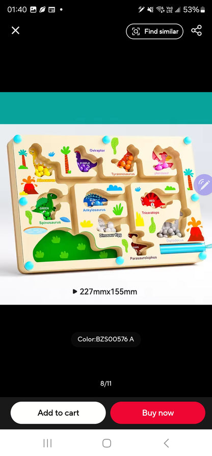 Wooden Magnetic Maze Toy for Children Aged 4–6 – Ice Cream-Themed Educational Logic and Problem-Solving Activity Board