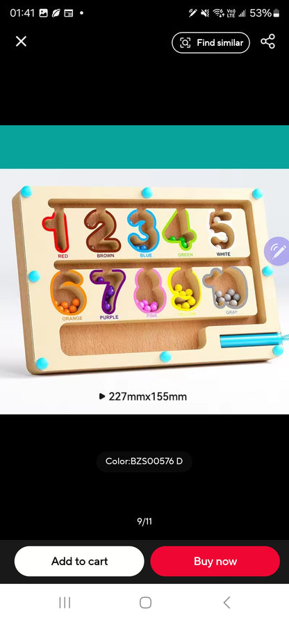 Wooden Magnetic Maze Toy for Children Aged 4–6 – Ice Cream-Themed Educational Logic and Problem-Solving Activity Board