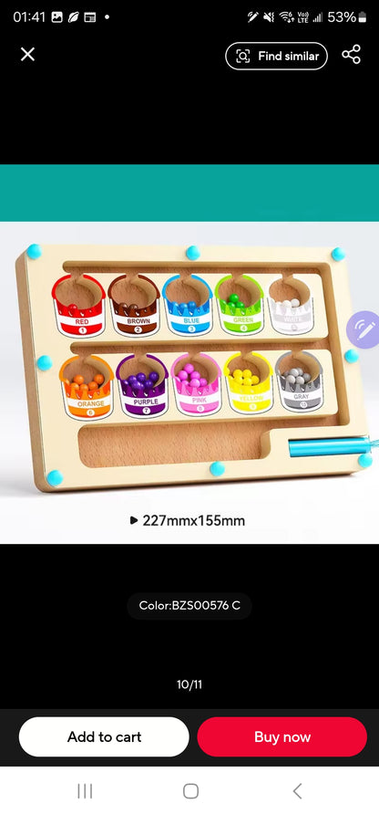 Wooden Magnetic Maze Toy for Children Aged 4–6 – Ice Cream-Themed Educational Logic and Problem-Solving Activity Board