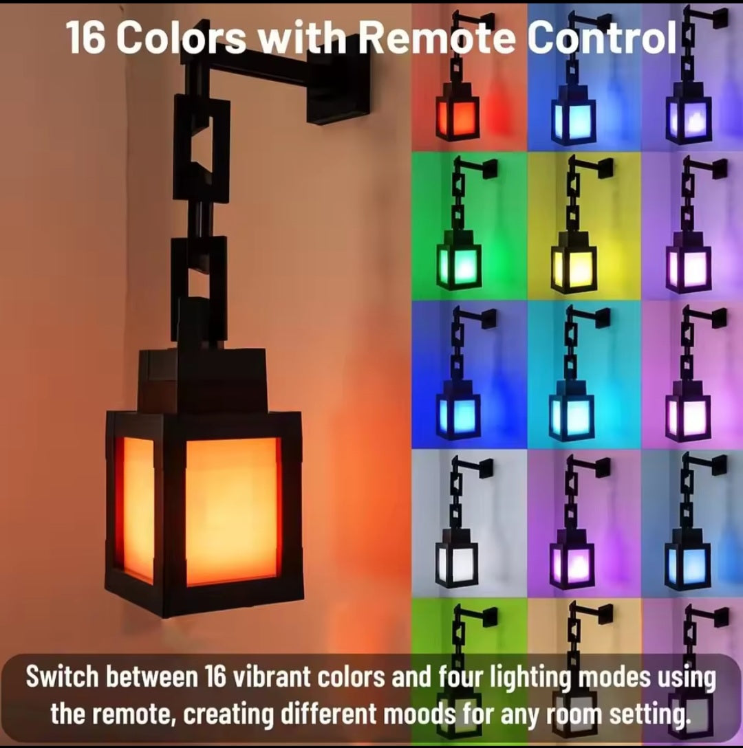 Minecraft Soul Lantern Pixel Wall Lamp Remote Control Color-Changing LED Ambient Light Game Peripheral Creative Decor Light