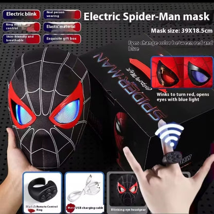 Spider-Man headgear electric blinking luminous mask Miles Halloween cos boy headgear gift toy