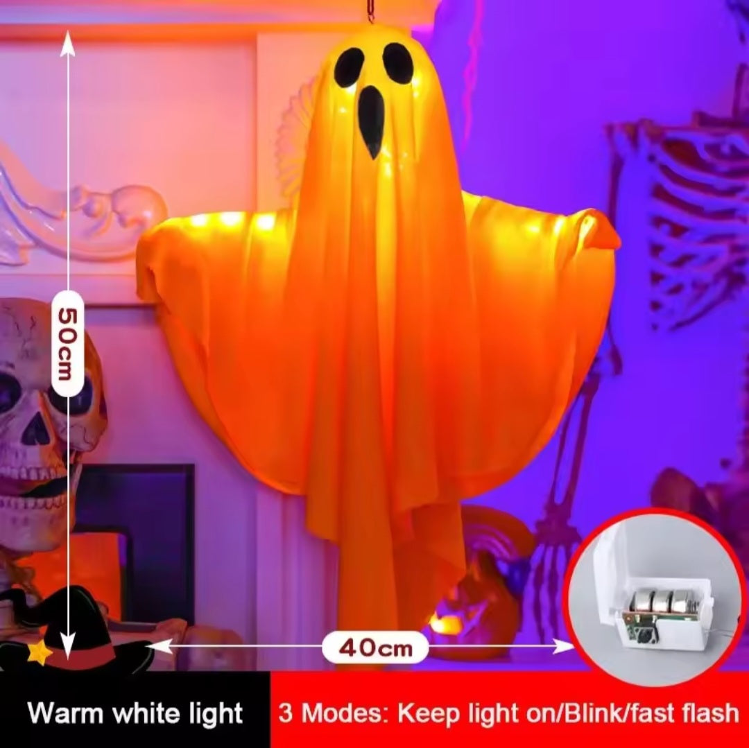 Halloween decoration LED hanging lamp glowing white ghost DIY modeling lamp horror indoor party layout atmosphere lamp