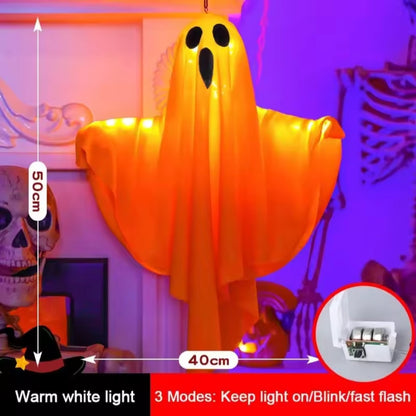 Halloween decoration LED hanging lamp glowing white ghost DIY modeling lamp horror indoor party layout atmosphere lamp
