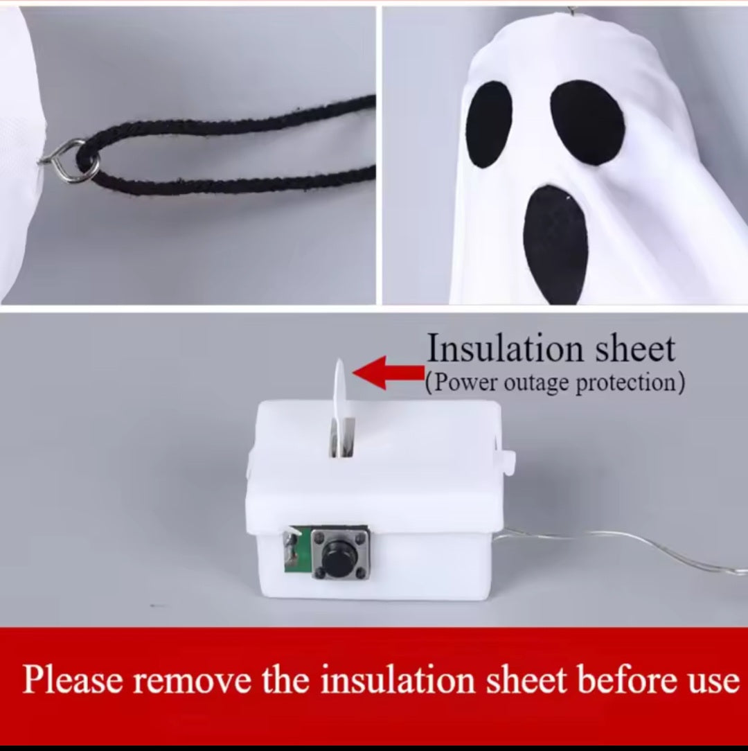 Halloween decoration LED hanging lamp glowing white ghost DIY modeling lamp horror indoor party layout atmosphere lamp