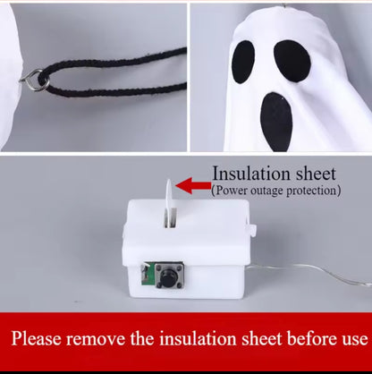 Halloween decoration LED hanging lamp glowing white ghost DIY modeling lamp horror indoor party layout atmosphere lamp